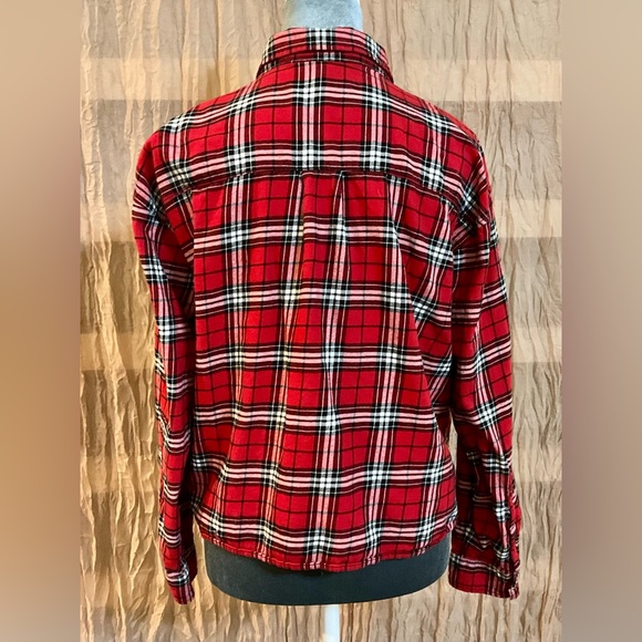 H & M Divided Cropped Flannel Shirt. Size 8 - Picture 2 of 9